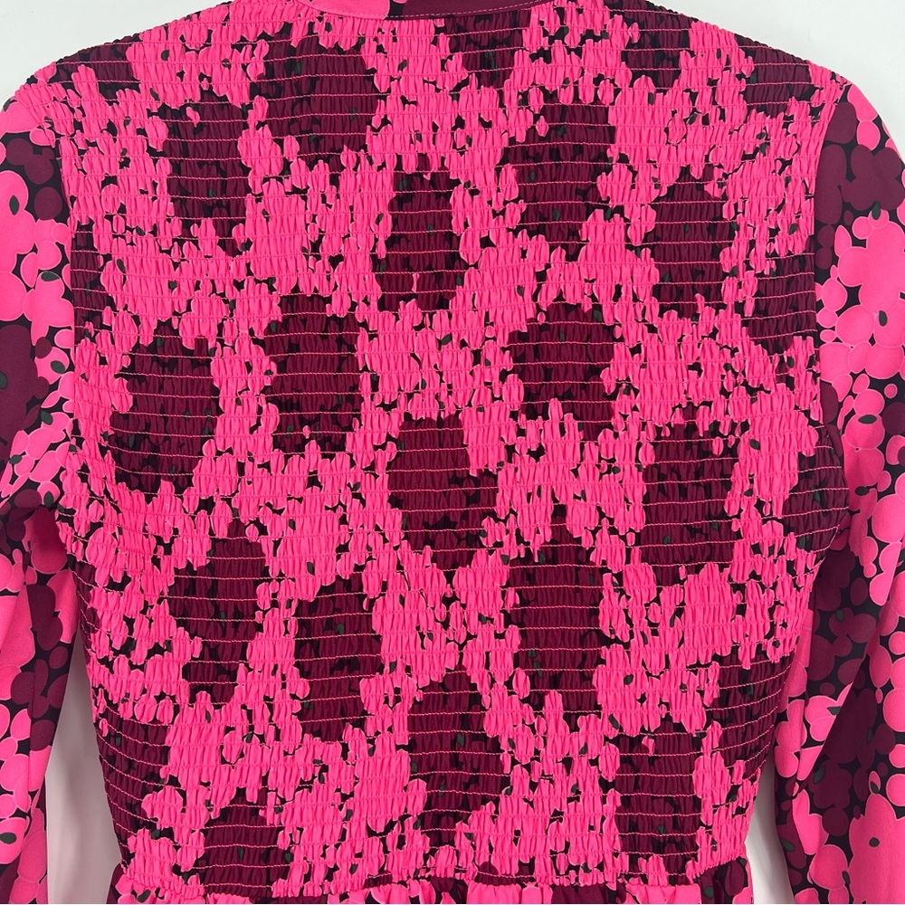 Kate Spade Pink Floral Mini Dress Long Sleeve Fit & Flare Size 0 - Picture 8 of 12
